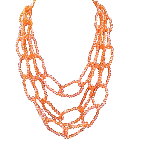 Elegant Orange Beaded Necklace - Picture 2 of 3